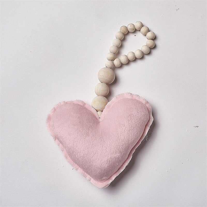 Wood & Velvet Moon Star Heart Hanging Wall Decoration