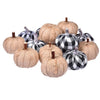 Neutral Burlap & Gingham Pumpkin Decorations - Set of 8