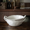 White Ceramic Irregular Bowl With Handles