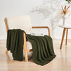 Cable Knit Olive Green Throw Blanket