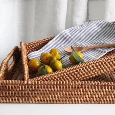 Natural Handwoven Wicker Rattan Tray