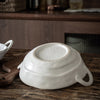 White Ceramic Irregular Bowl With Handles