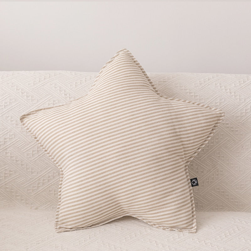 Linen Beige & White Striped Decorative Cushions