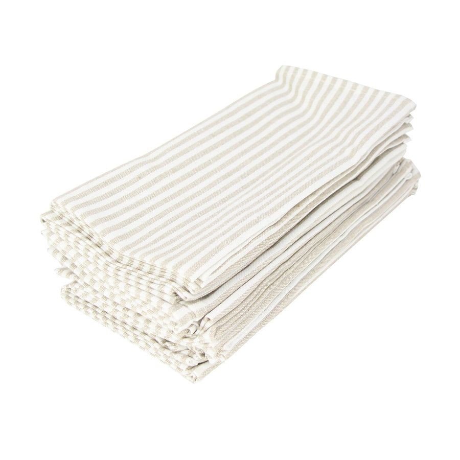 Beige Plain Striped Napkin Set