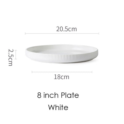 Ceramic Ribbed Dinner Plate Set