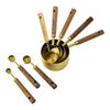 Brushed Gold Wooden Handle Measuring Cups And Spoons