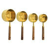 Brushed Gold Wooden Handle Measuring Cups And Spoons