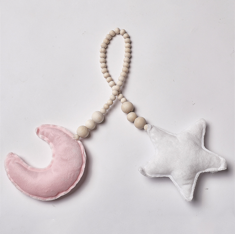 Wood & Velvet Moon Star Heart Hanging Wall Decoration