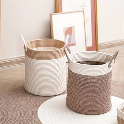 Cotton Woven Storage Laundry Basket