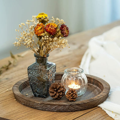 Round Wooden Modern Farmhouse Tray