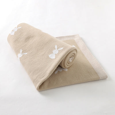 Beige Rabbit Print Super Soft Baby Blanket