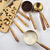 Brushed Gold Wooden Handle Measuring Cups And Spoons